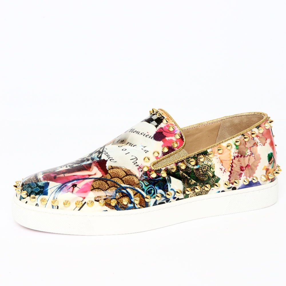 Christian Louboutin Pik Boat Spiked Patent Sneaker